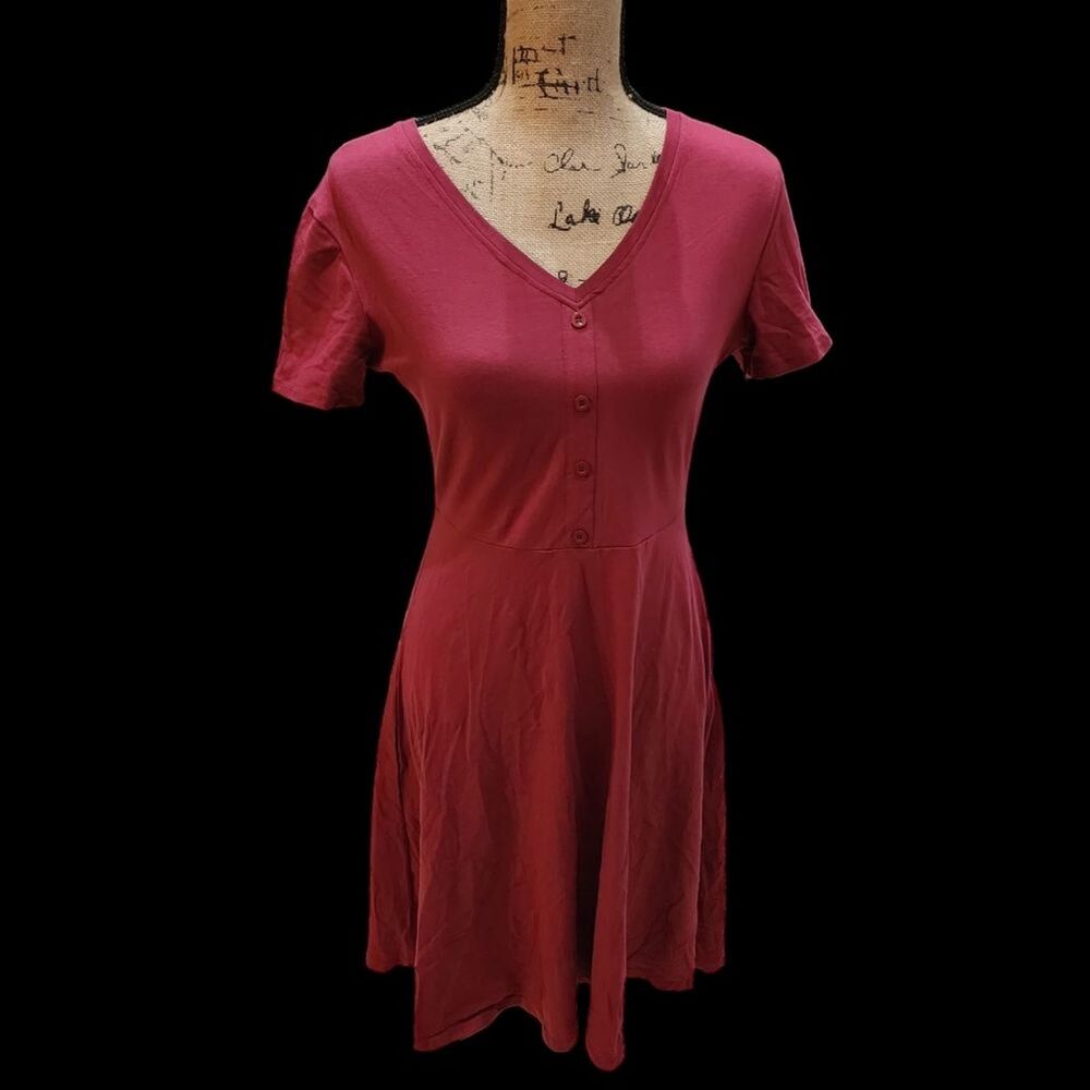 Moyabo A Line Dress Womn SZ Small NWT Casual Everyday Fall V Neck Button Capsule